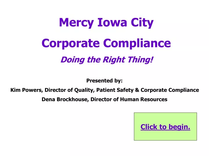 mercy iowa city corporate compliance doing