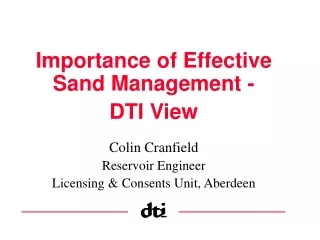 Importance of Effective  Sand Management - DTI View