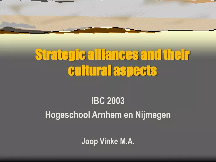 strategic alliances and their cultural aspects