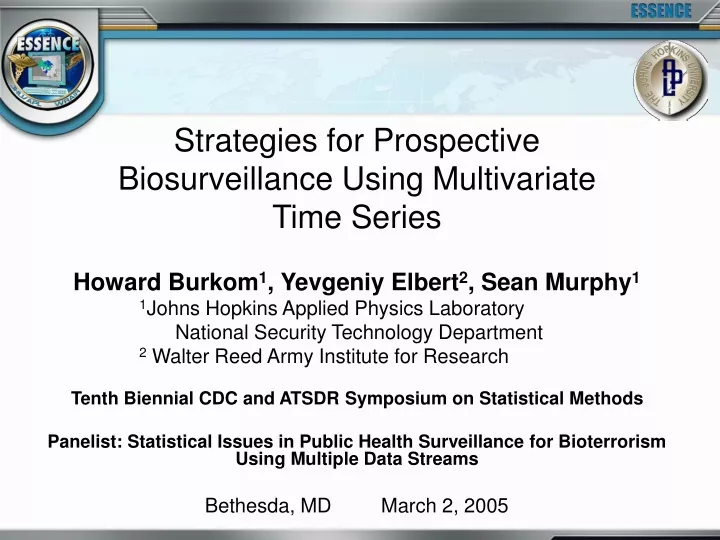 strategies for prospective biosurveillance using multivariate time series