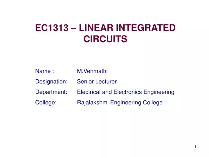 ec1313 linear integrated circuits