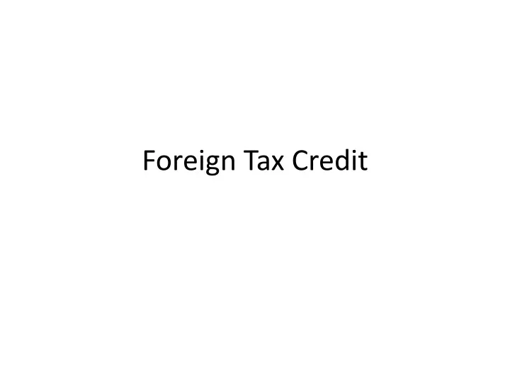 foreign tax credit