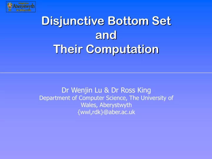 disjunctive bottom set and their computation