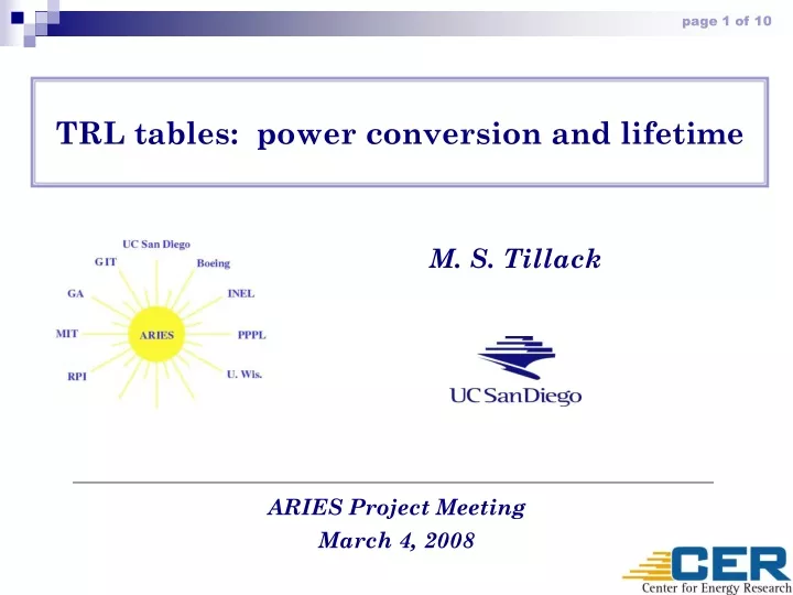 trl tables power conversion and lifetime