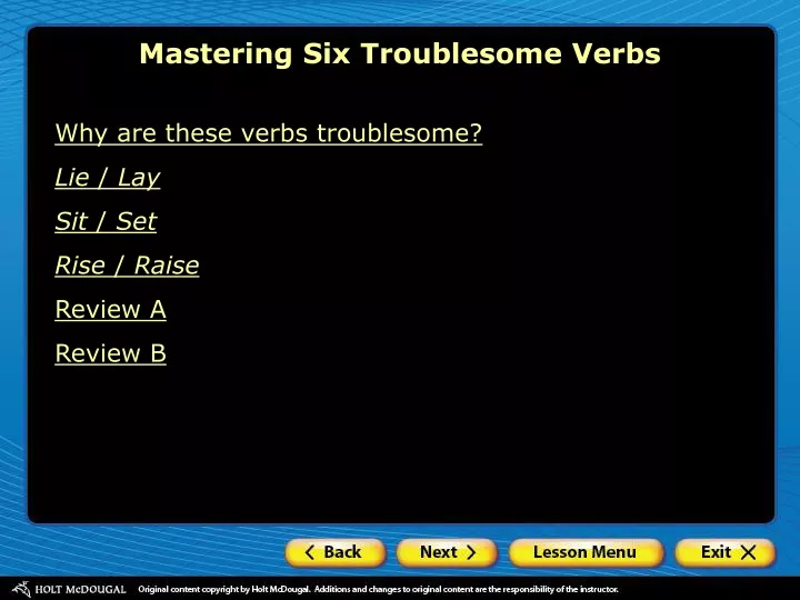 mastering six troublesome verbs