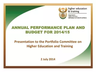ANNUAL PERFORMANCE PLAN AND BUDGET  FOR 2014/15