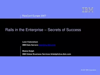 Rails in the Enterprise – Secrets of Success