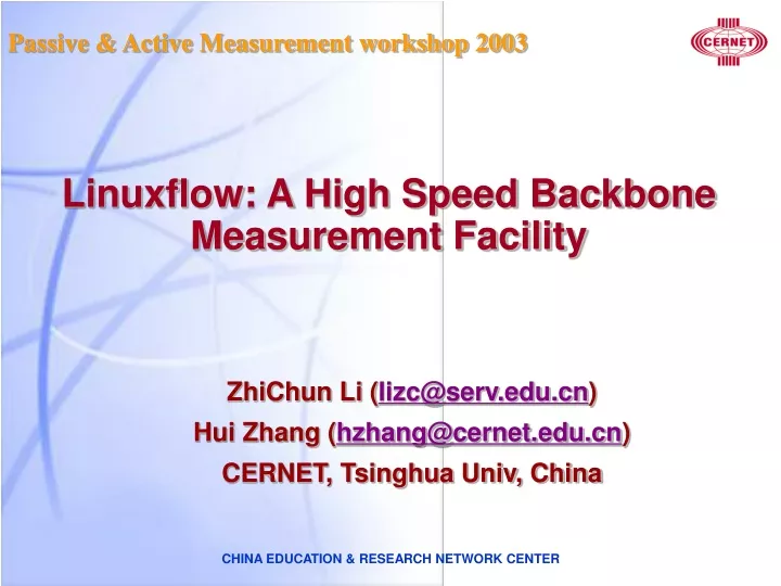 linuxflow a high speed backbone measurement facility