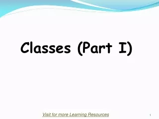 Classes (Part I)