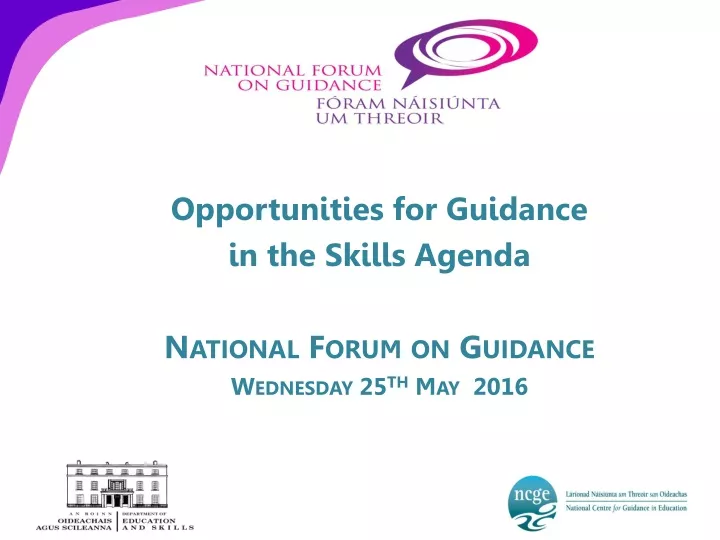 opportunities for guidance i n the skills agenda