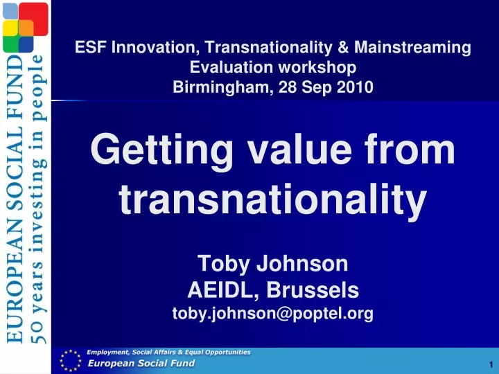 esf innovation transnationality mainstreaming