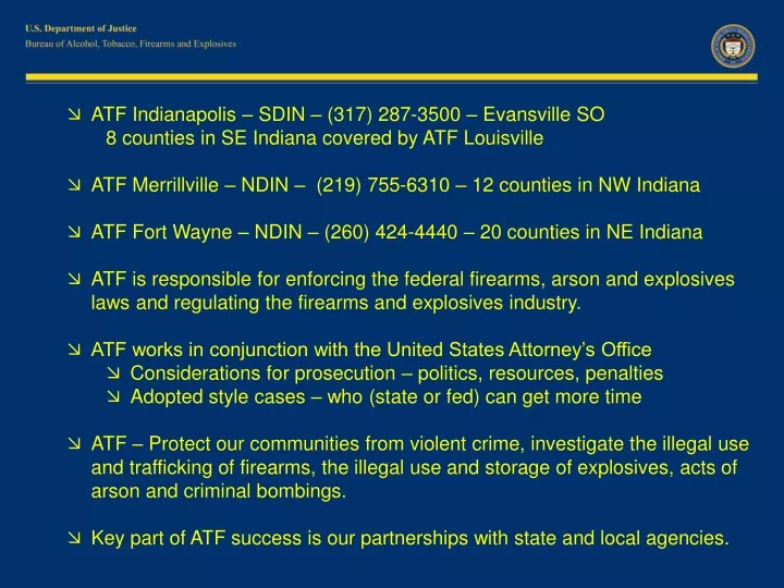 atf indianapolis sdin 317 287 3500 evansville