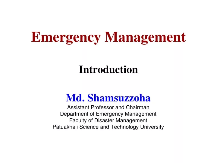 emergency management introduction
