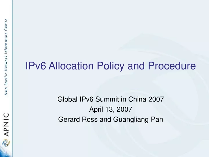 ipv6 allocation policy and procedure