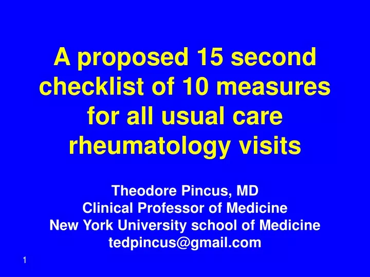 a proposed 15 second checklist of 10 measures