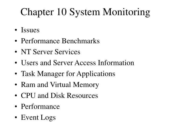 chapter 10 system monitoring