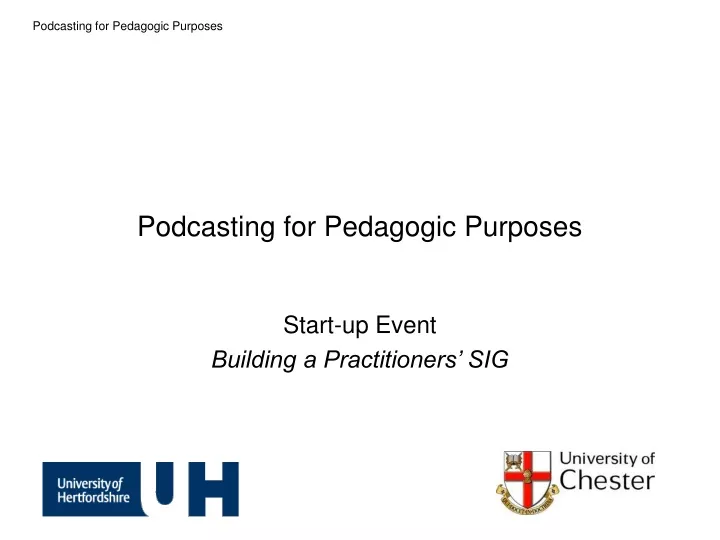 podcasting for pedagogic purposes