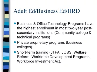 Adult Ed/Business Ed/HRD