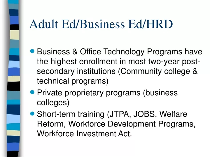 adult ed business ed hrd