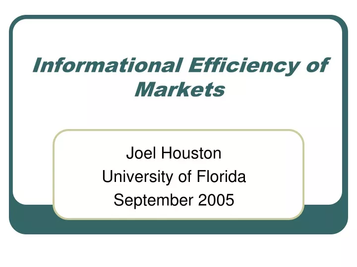 informational efficiency of markets