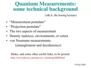 Quantum Measurements: some technical background
