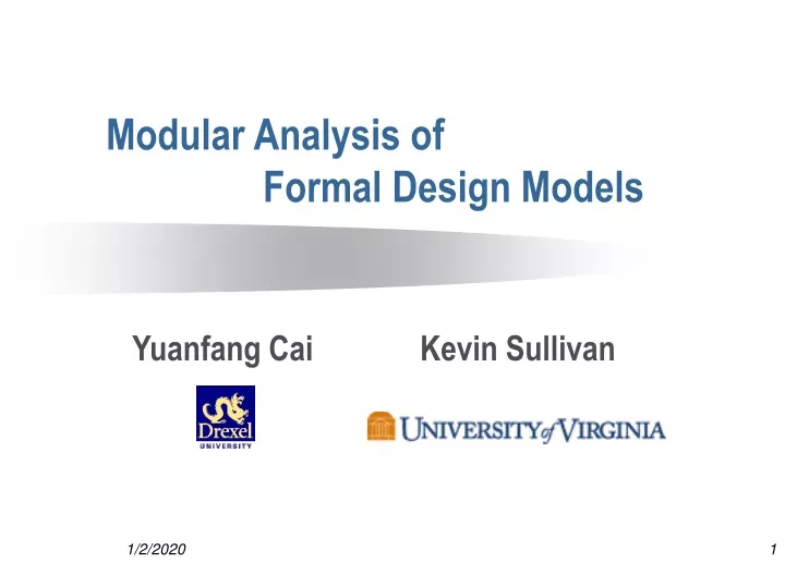 modular analysis of formal design models