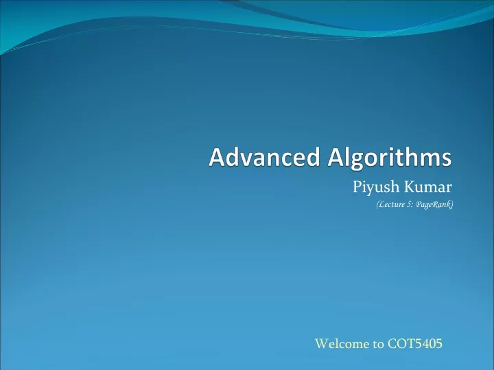 advanced algorithms