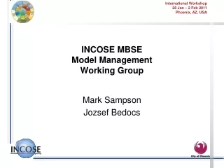 INCOSE MBSE Model Management  Working Group