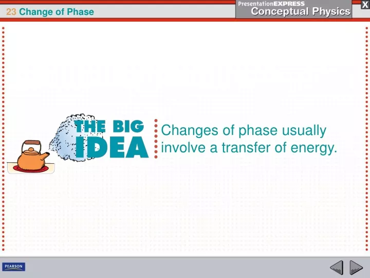 changes of phase usually involve a transfer