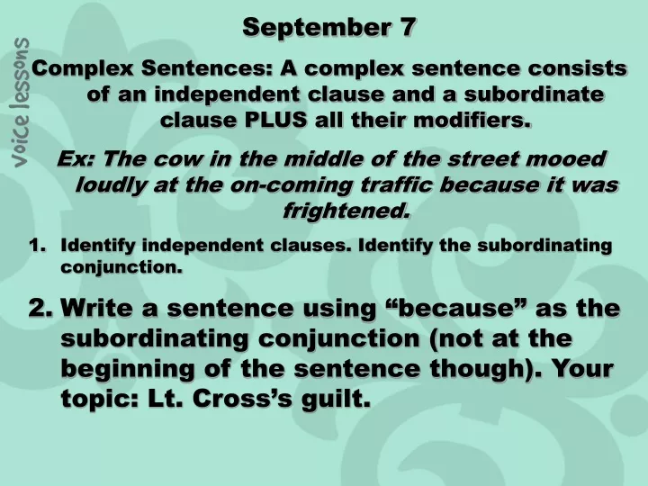 september 7 complex sentences a complex sentence