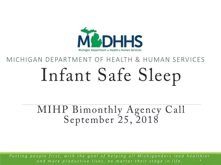 infant safe sleep mihp bimonthly agency call september 25 2018