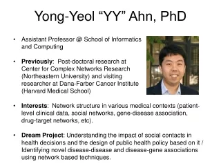 Yong-Yeol “YY” Ahn, PhD