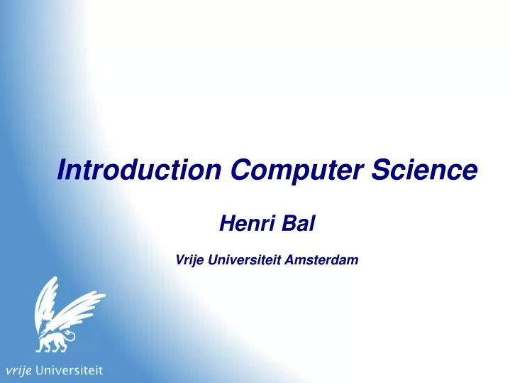 introduction computer science henri bal vrije