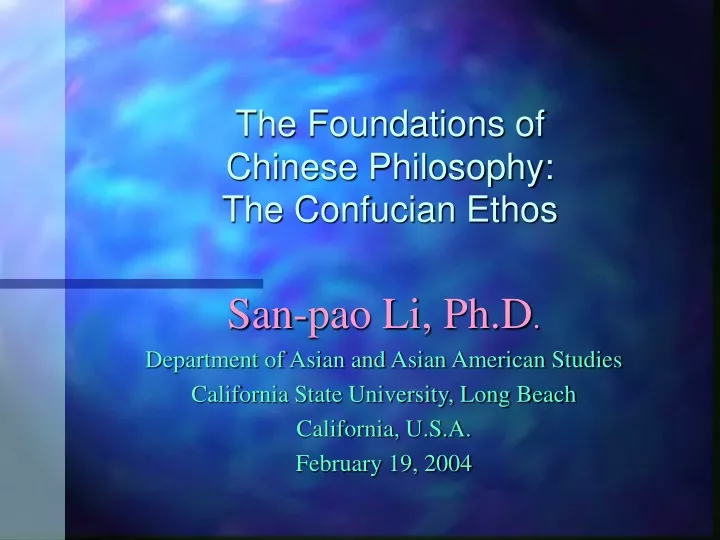 the foundations of chinese philosophy the confucian ethos