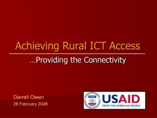 Achieving Rural ICT Access