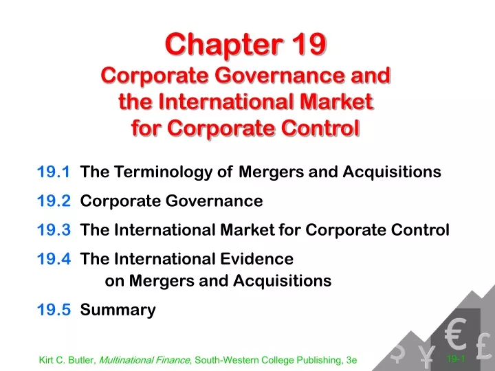 chapter 19 corporate governance and the international market for corporate control