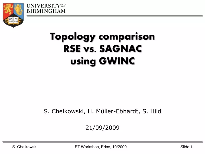 topology comparison rse vs sagnac using gwinc