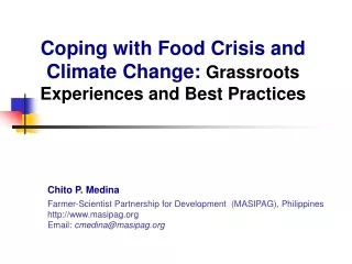 Coping with Food Crisis and Climate Change: Grassroots Experiences and Best Practices