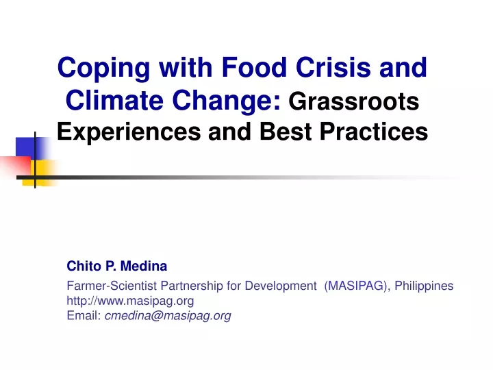 coping with food crisis and climate change grassroots experiences and best practices
