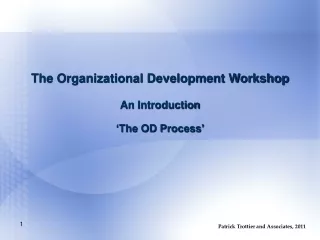 The Organizational Development Workshop An Introduction ‘The OD Process’
