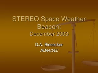 STEREO Space Weather Beacon: December 2003