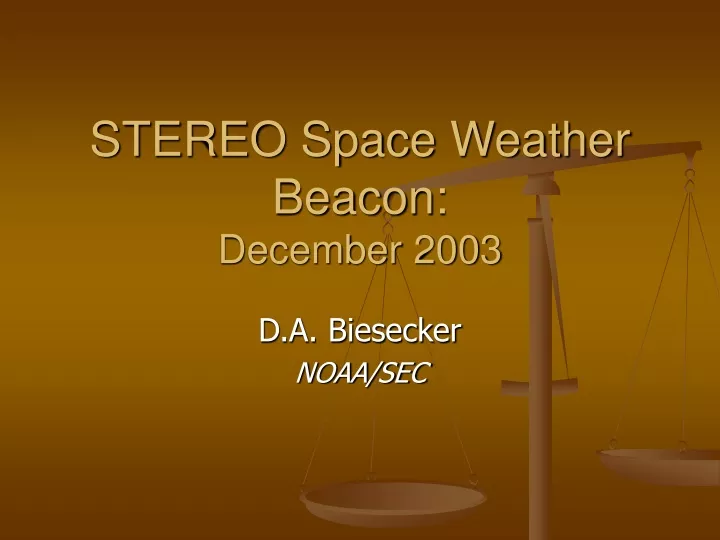 stereo space weather beacon december 2003