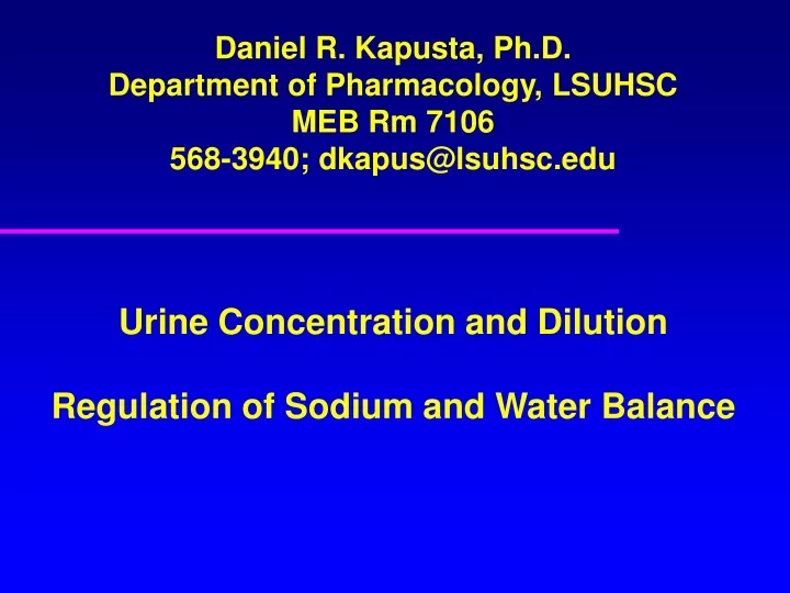 daniel r kapusta ph d department of pharmacology