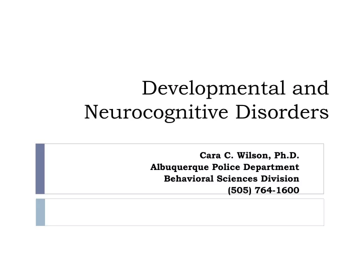 developmental and neurocognitive disorders