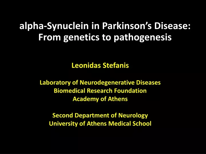 parkinson s disease from genetics to pathogenesis