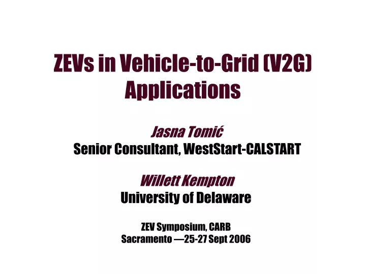 zevs in vehicle to grid v2g applications