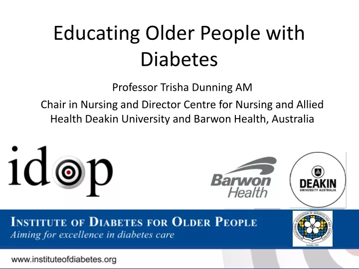 educating older people with diabetes