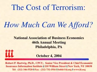The Cost of Terrorism: How Much Can We Afford?