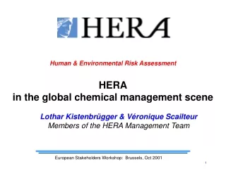 Human &amp; Environmental Risk Assessment HERA in the global chemical management scene
