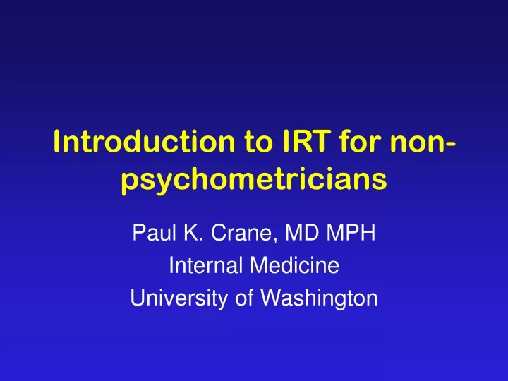 introduction to irt for non psychometricians